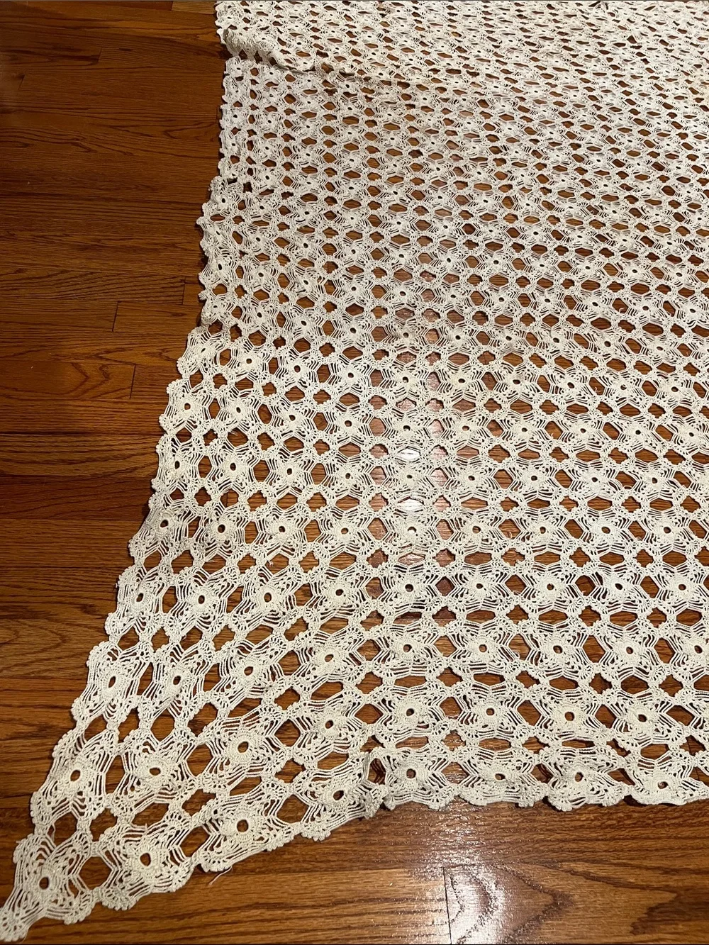 Handmade Crochet Bed Throw Blanket/tablecloth in Cream